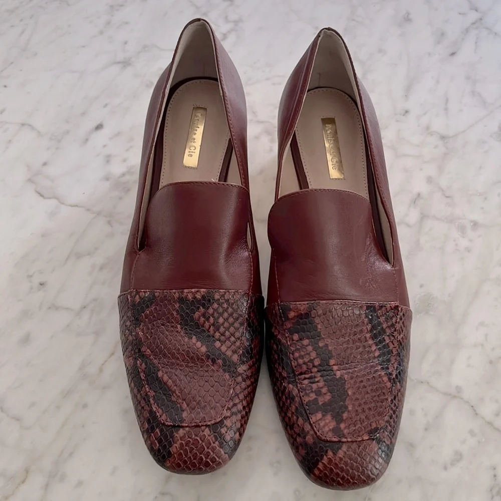 Louise et Cie maroon snake skin leather loafer 11 - Picture 2 of 9